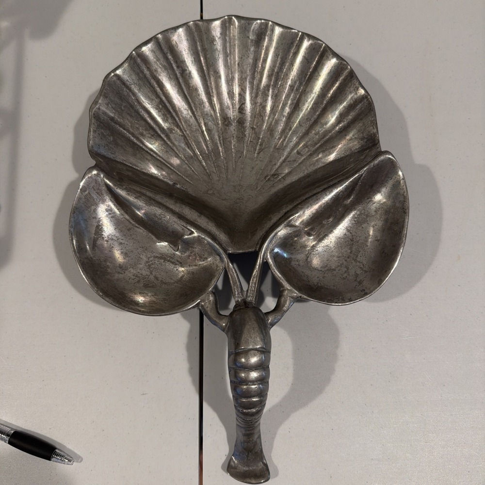 Vintage Aluminum‎ Shrimp Crawfish Lobster Shell Tray Platter Serving Dish Bowl